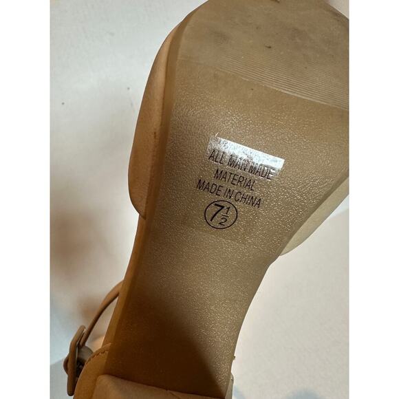 Comfort 7.5 Beige Tan Nude Kaili Leather Ankle Strap Block Heel Dress Pump Work - Picture 10 of 12